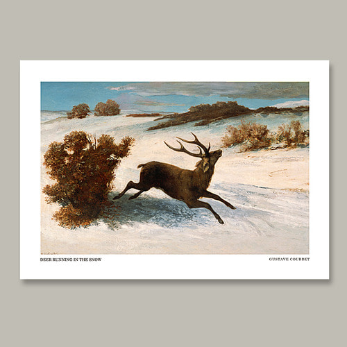 Deer Running in the Snow 명화 인테리어액자