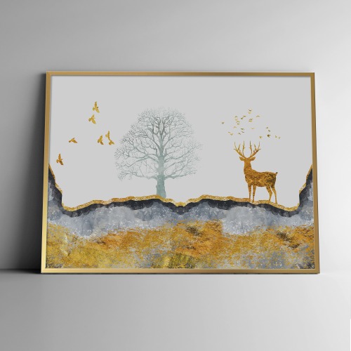 황금사슴 인테리어 포스터 액자 캔버스 ver01